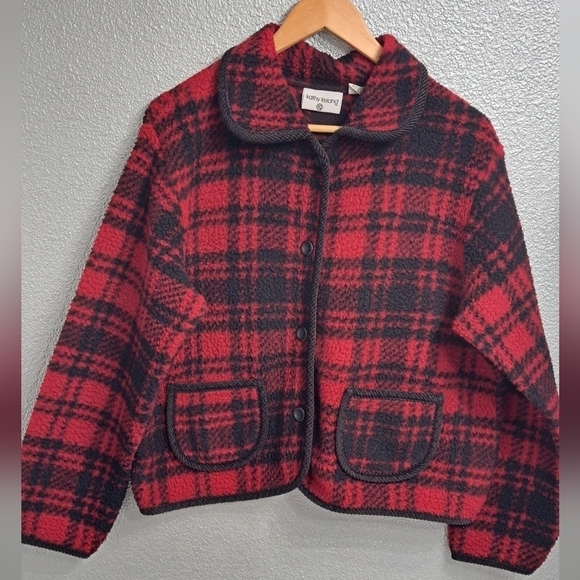 Kathy Ireland Buffalo Check Fleece Cropped Jacket - Picture 4 of 11